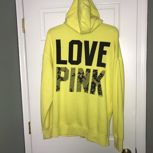 Victorias Secret PINK Neon Yellow zip Hoodie sizeS - Picture 5 of 5